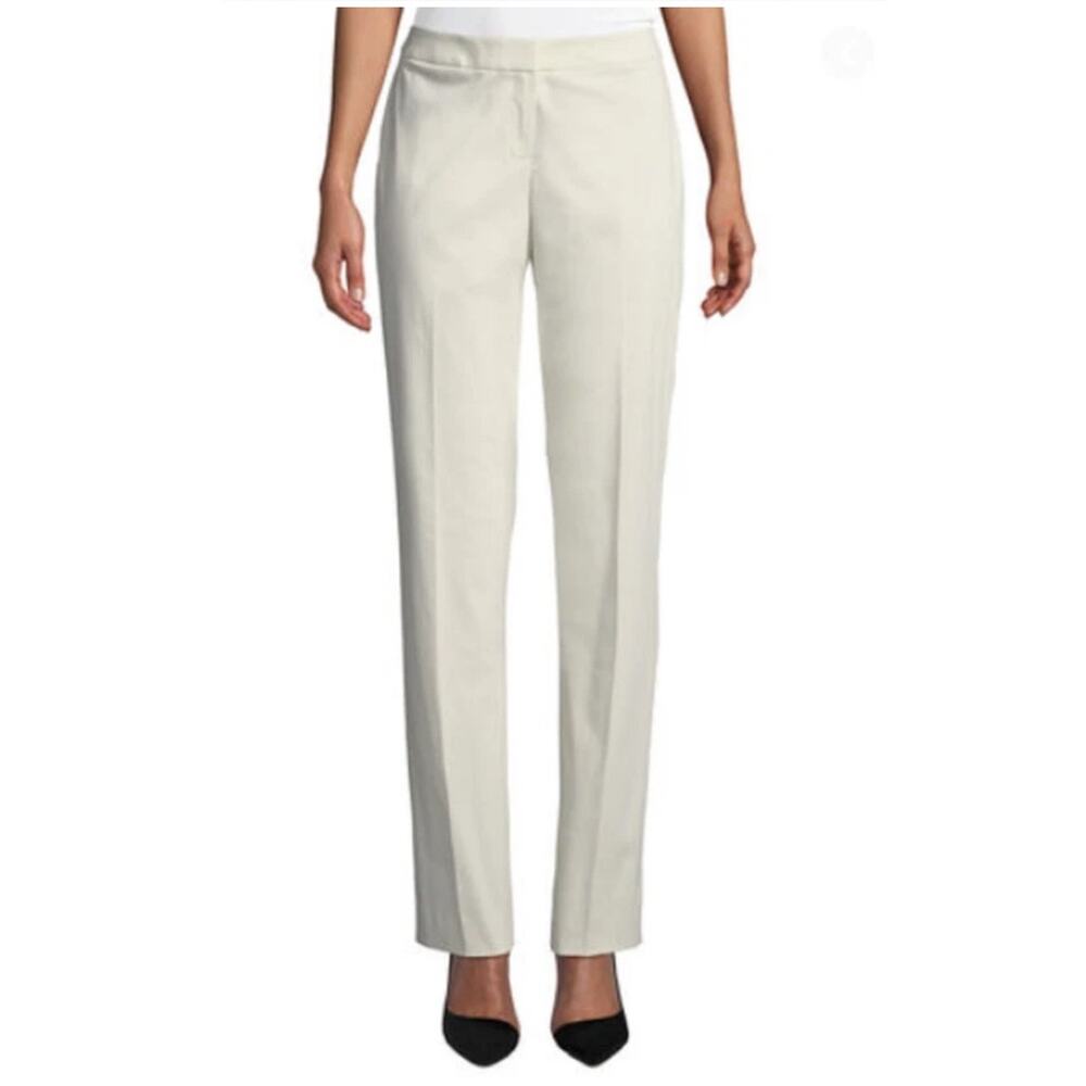 NWT Lafayette 148 Women14 Cream Raffia Pants Office Capsule Wardobe Basic Solid